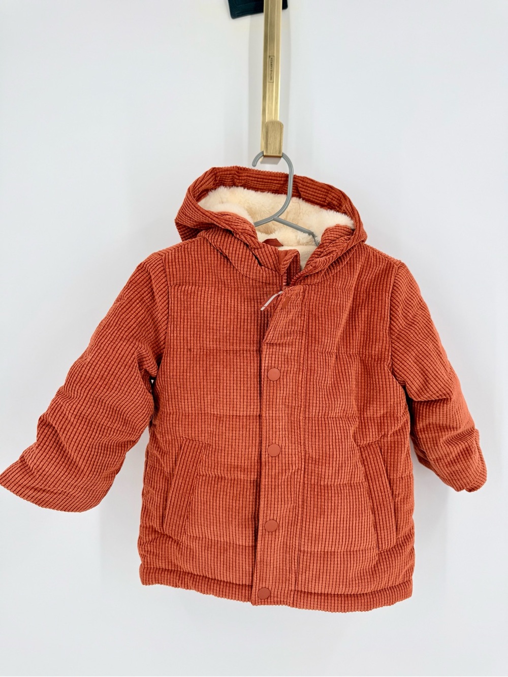 Cat & Jack 2T Rust Corduroy Sherpa Lined Puffer Jacket